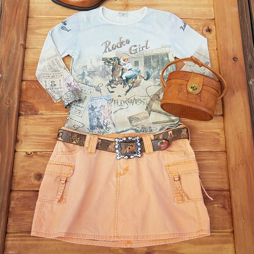 Riders Vintage Orange Short Skirt